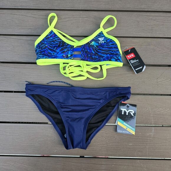 TYR Women's Mix & Match Kauai & Penello Tieback Tops & Navy Bikini Sz S New - Picture 2 of 7